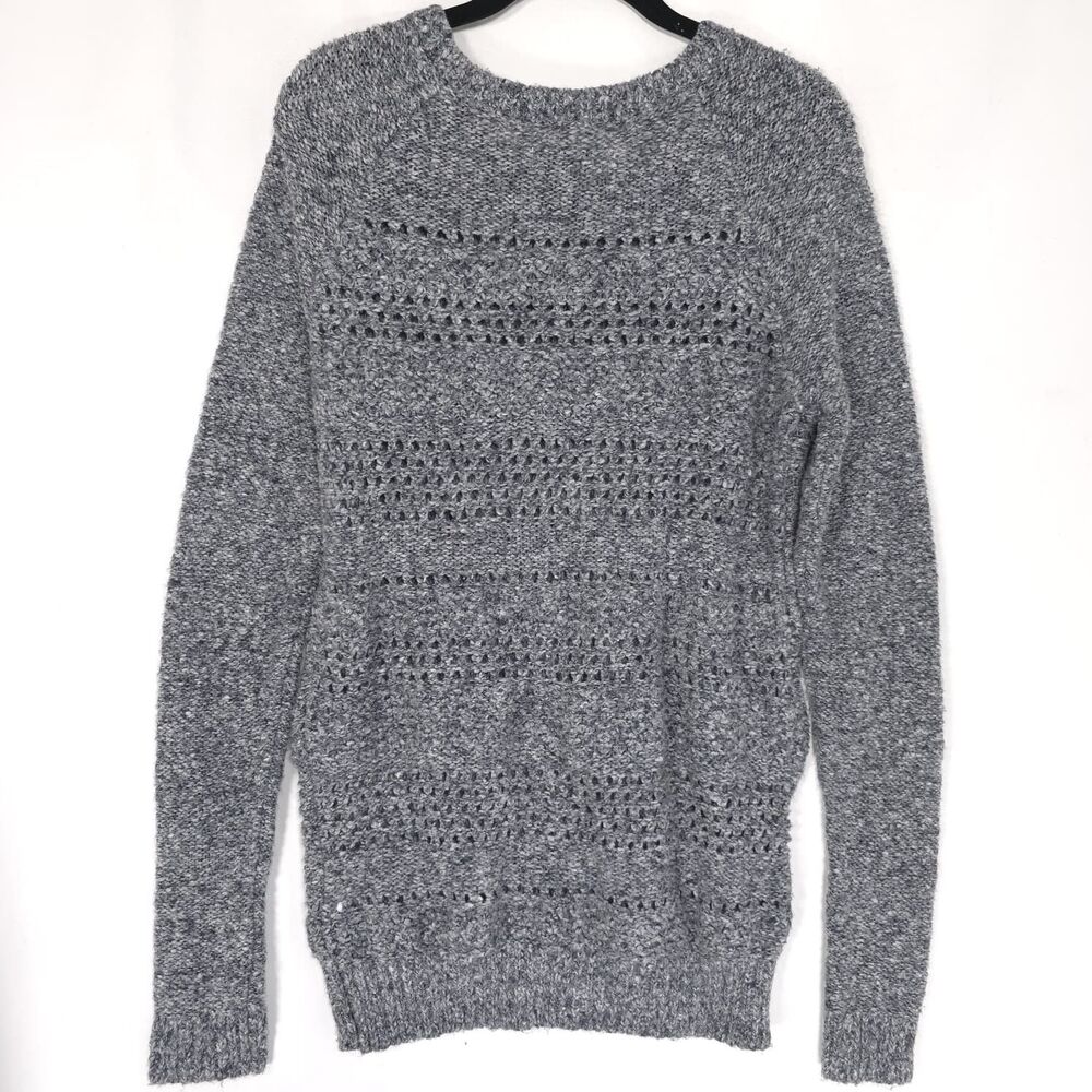 ABERCROMBIE & FITCH Womens Sweater SMALL Gray Cozy Open Knit Pullover - Picture 6 of 10